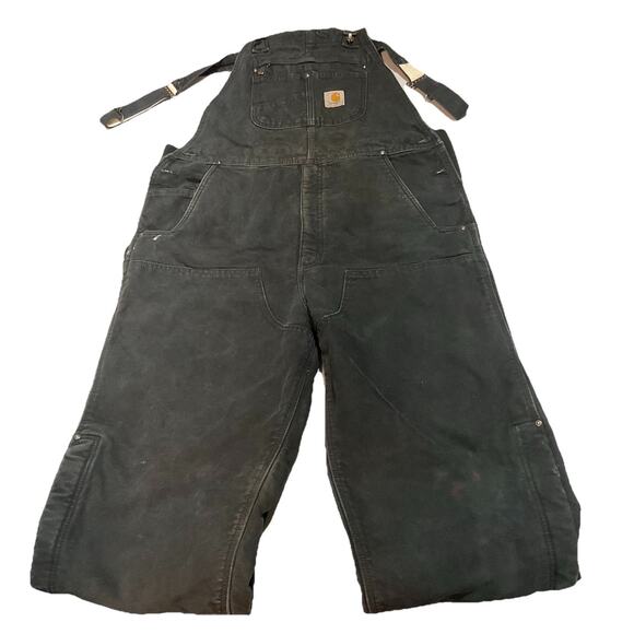 Carhartt Brown Overall Bibs 104031-DKB Mens Medium - Picture 1 of 12
